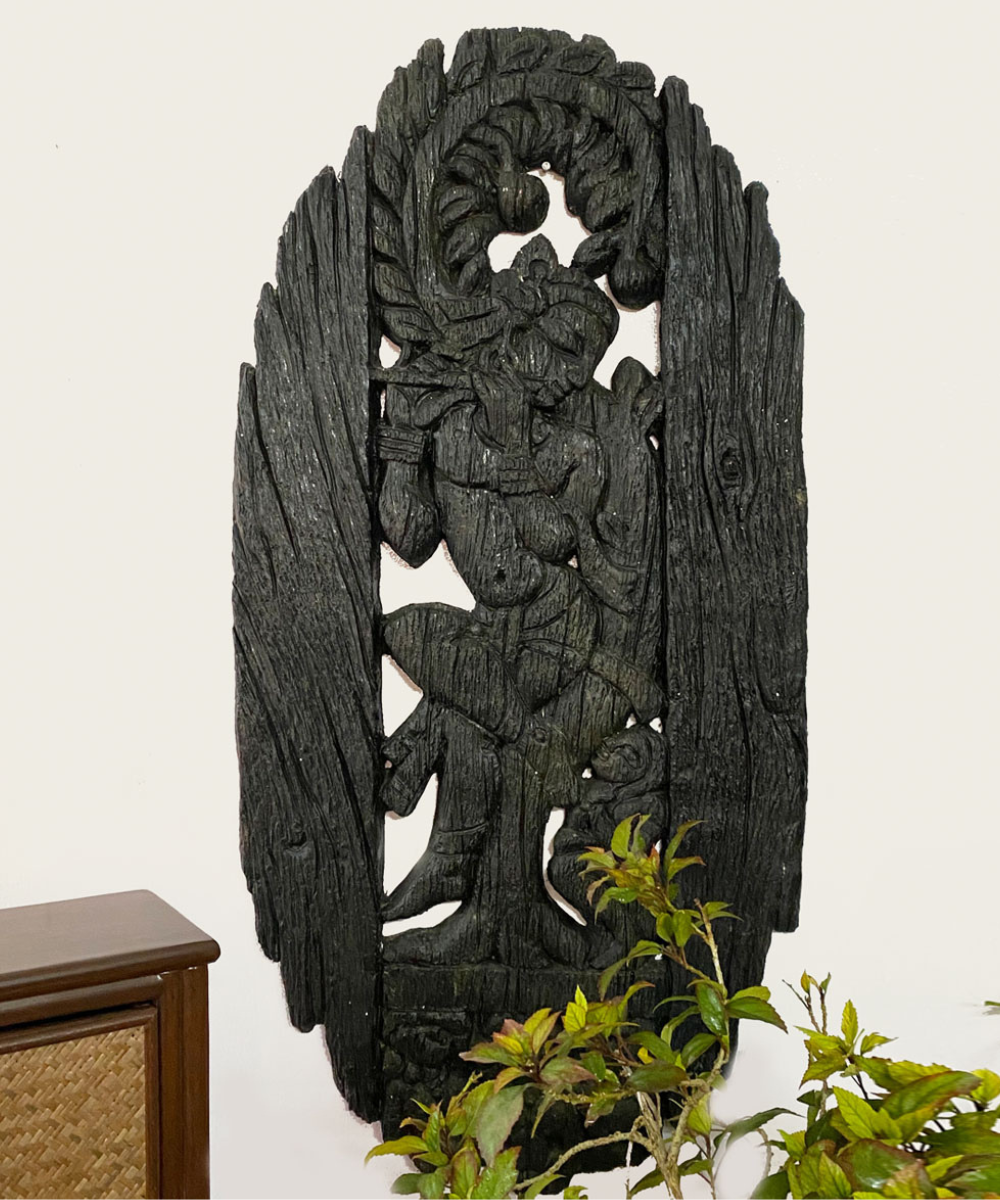 Coal Krishna Sculpture